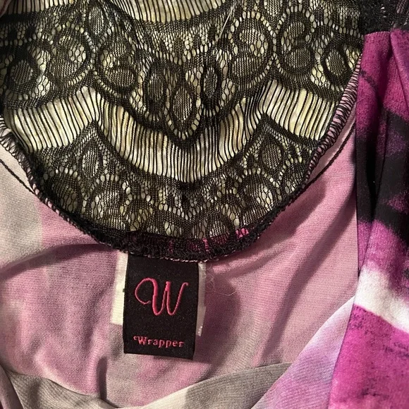 Purple and Black Floral Women's Scoop Neck Top - Picture 5 of 6